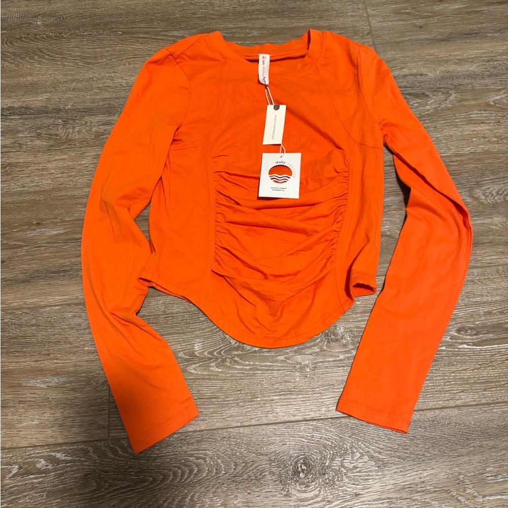 NWT Daily Practice by Anthropologie Tangerine Tee Long Sleeve
